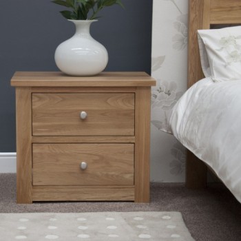 Torino Contemporary Oak 2 Drawer WIDE Bedside Cabinet