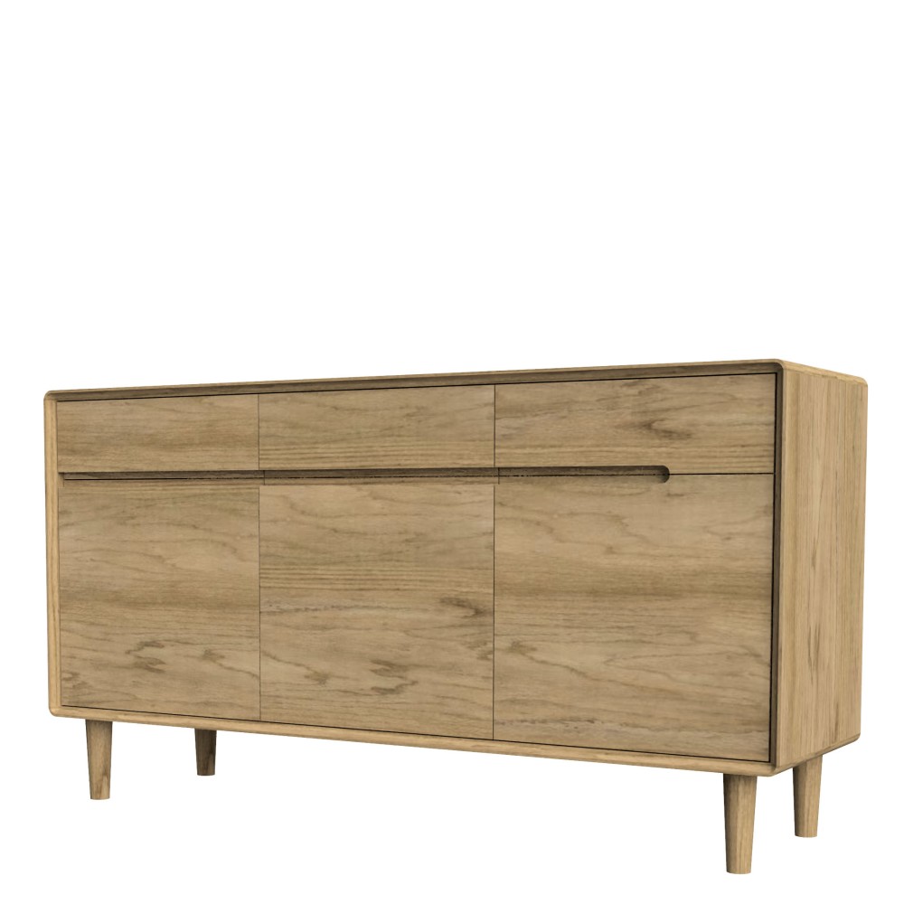 Scandic Oak 3 Door Large Sideboard