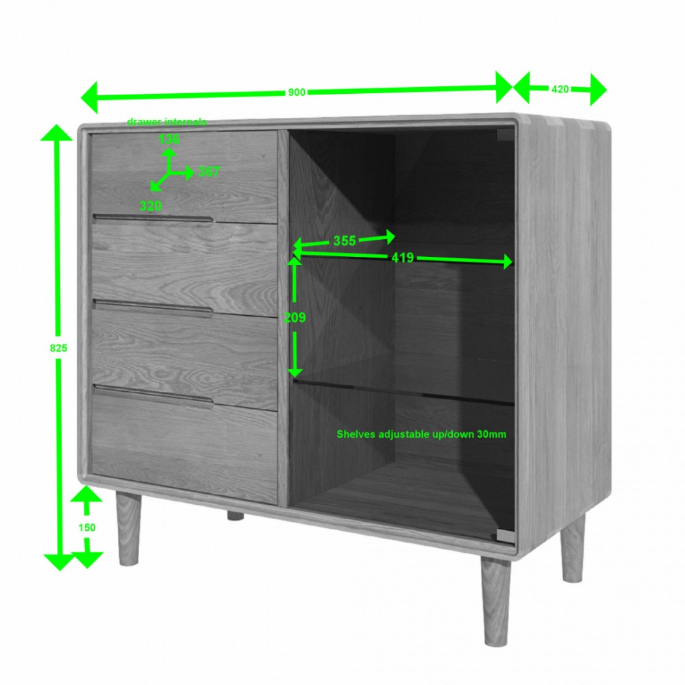 Scandic Oak Small Glazed Chest