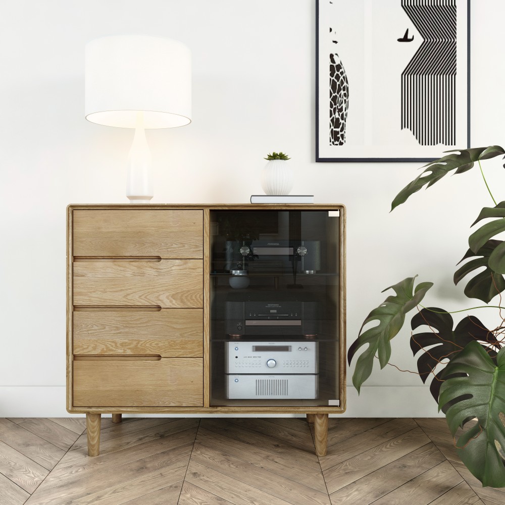 Scandic Oak Small Glazed Chest