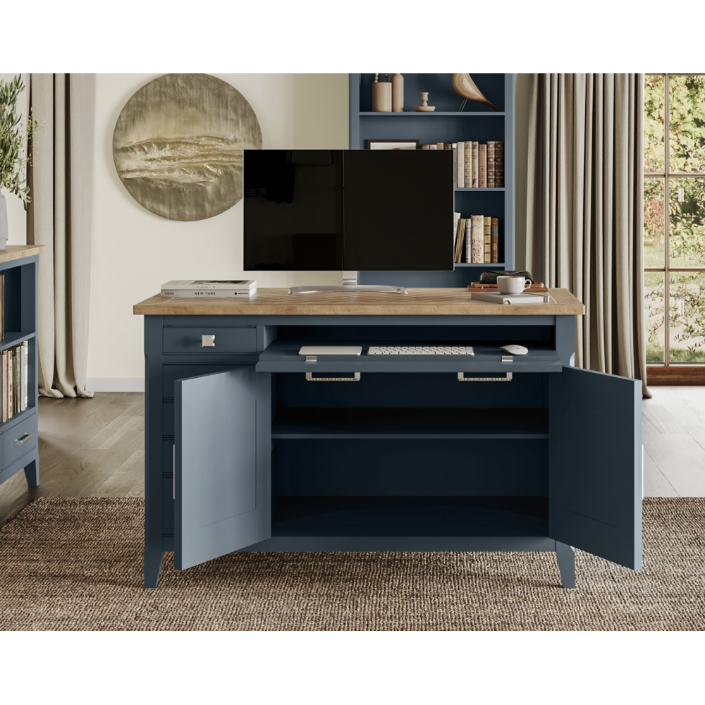 Signature Blue Hidden Home Office Desk