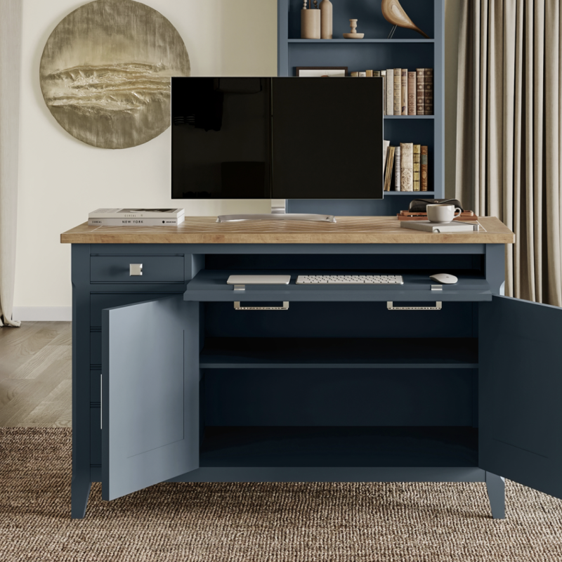 Signature Blue Hidden Home Office Desk