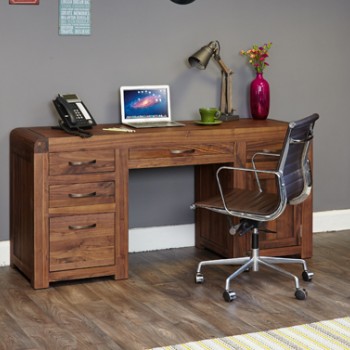 Shiro Walnut Twin Pedestal Computer Desk