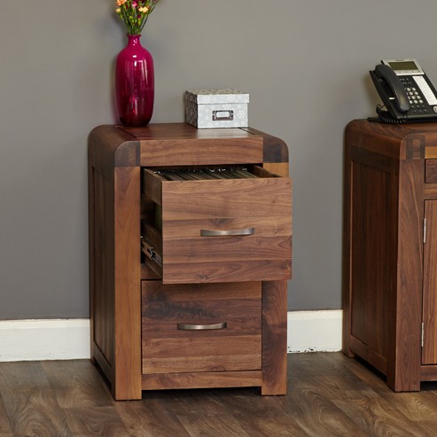 Shiro Walnut Two Drawer Filing Cabinet