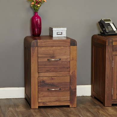 Shiro Walnut Two Drawer Filing Cabinet