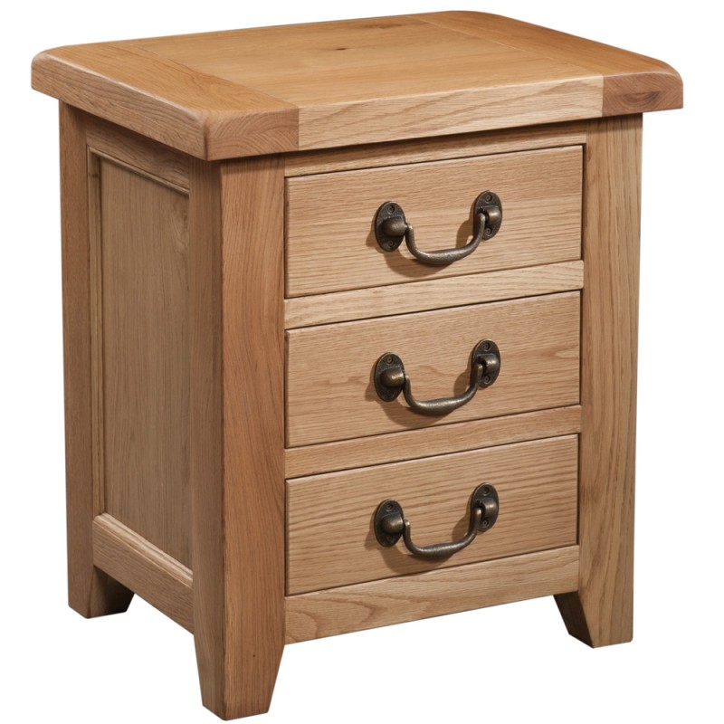 Somerset Oak 3 Drawer Bedside