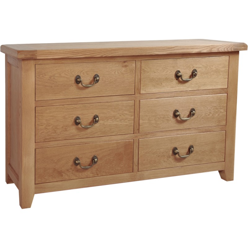 Somerset Oak 6 Drawer Wide Chest