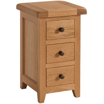 Somerset Oak Compact 3 Drawer Bedside