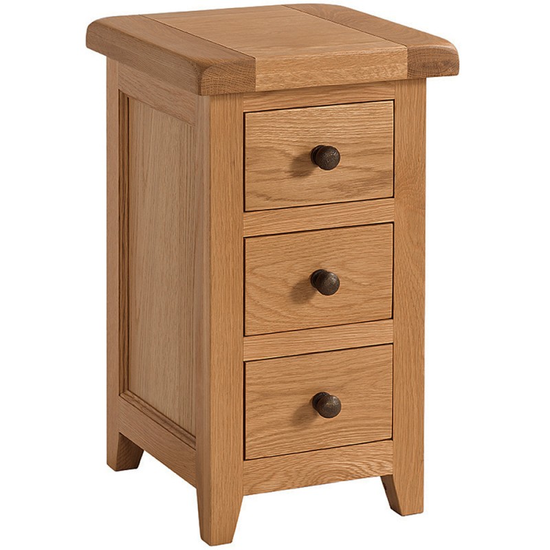 Somerset Oak Compact 3 Drawer Bedside
