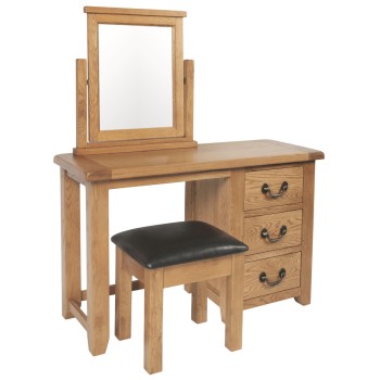 Somerset Oak Dressing Table + Stool