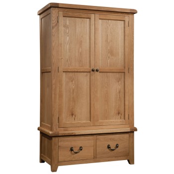 Somerset Oak Gents Wardrobe With 2 Drawers
