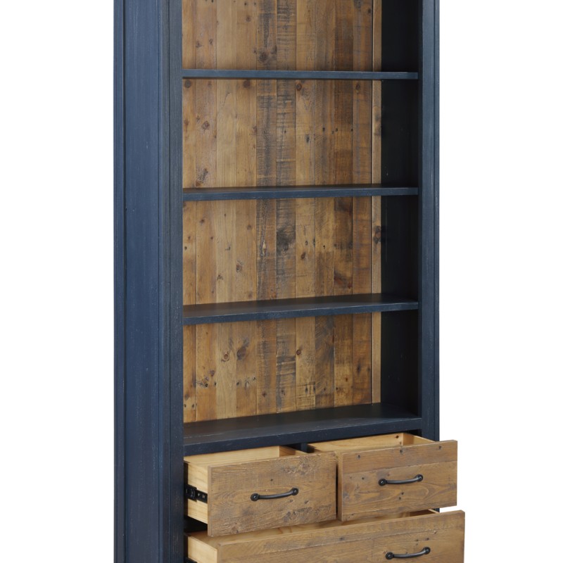 Splash of Blue - Large Open Bookcase with Drawers