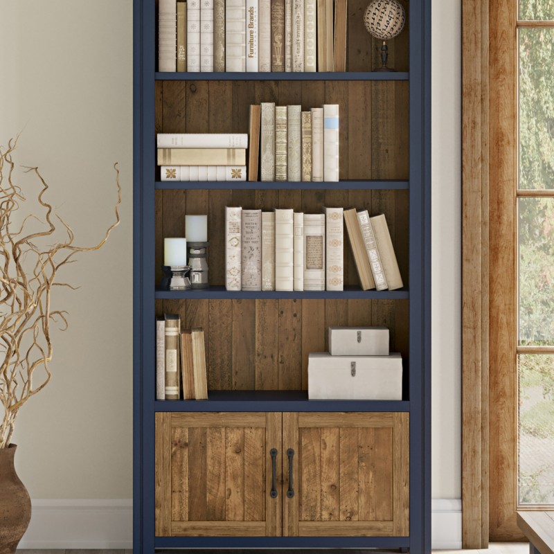 Splash of Blue - Large Open Bookcase with Doors
