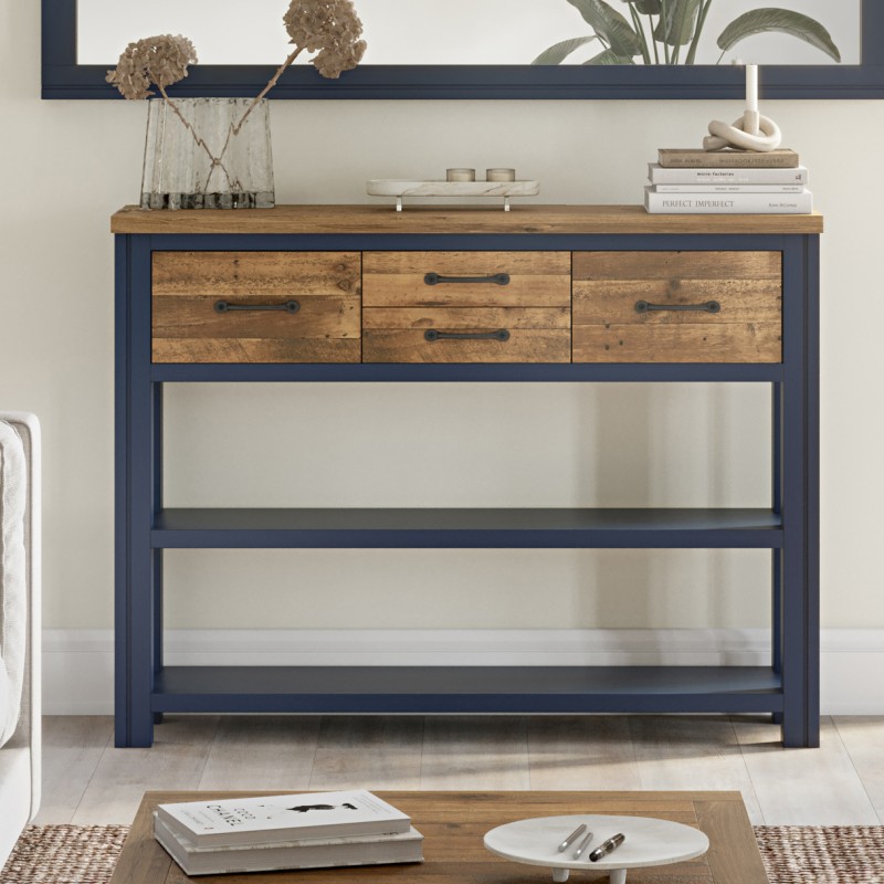 Splash of Blue - Large Console Table - Low Bookcase