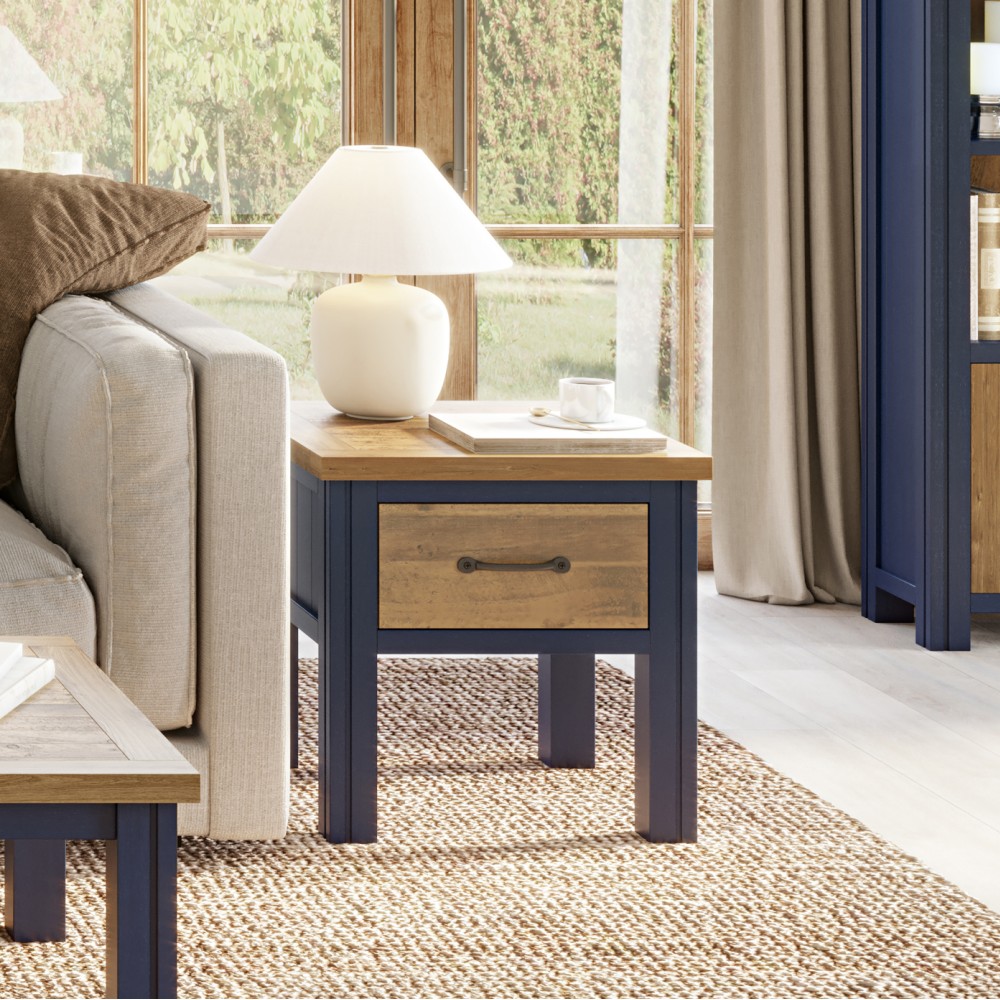Splash of Blue - Lamp Table With Drawer