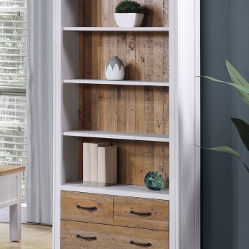 Splash of White - Large Open Bookcase with Drawers