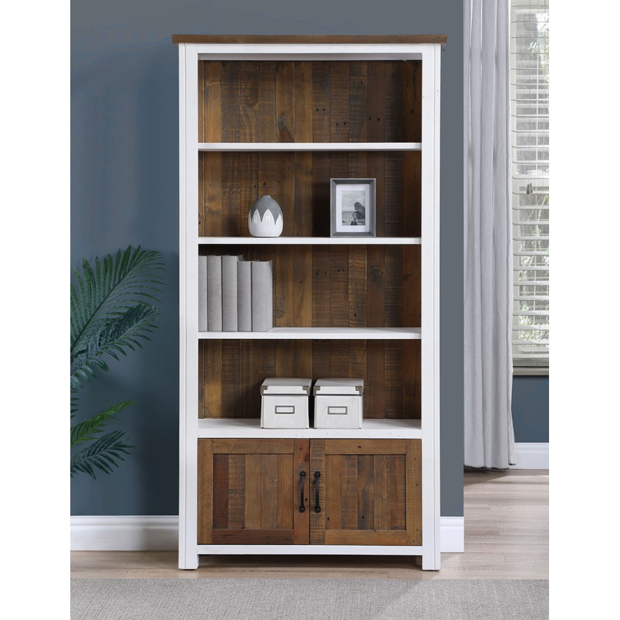 Splash of White - Large Open Bookcase with Doors Splash of White - Large Open Bookcase with Doors