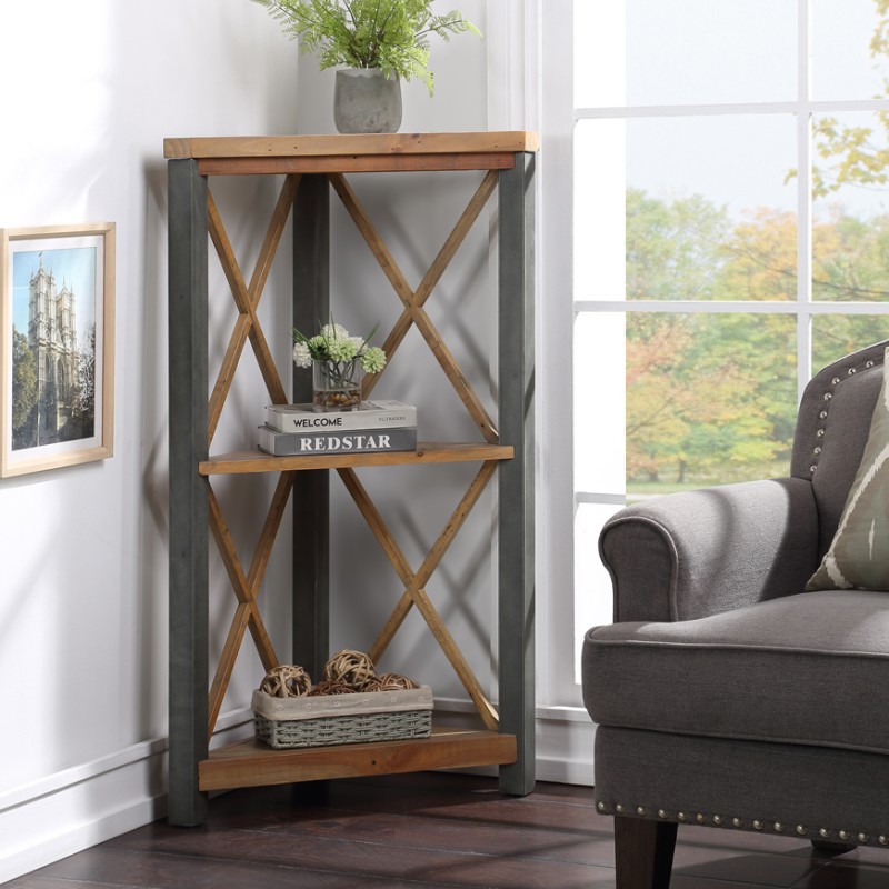 Urban Elegance - Reclaimed Small Corner Bookcase