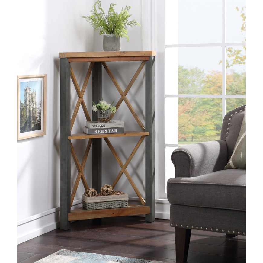 Urban Elegance - Reclaimed Small Corner Bookcase Urban Elegance - Reclaimed Small Corner Bookcase