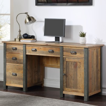 Urban Elegance - Reclaimed Twin Pedestal Home Office Desk