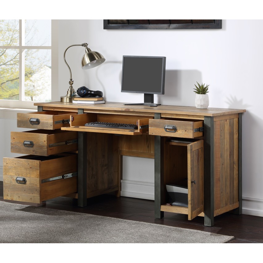 Urban Elegance - Reclaimed Twin Pedestal Home Office Desk