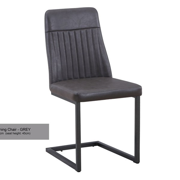 Urban Elegance Grey Leather Dining Chair