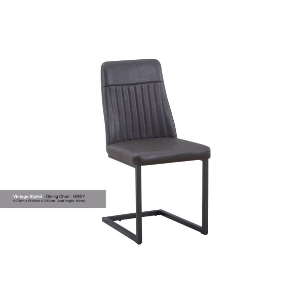 Urban Elegance Grey Leather Dining Chair