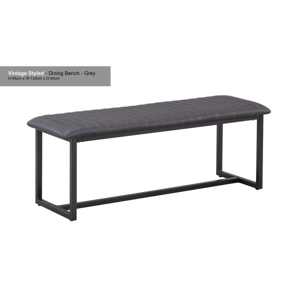 Urban Elegance Grey Leather Bench