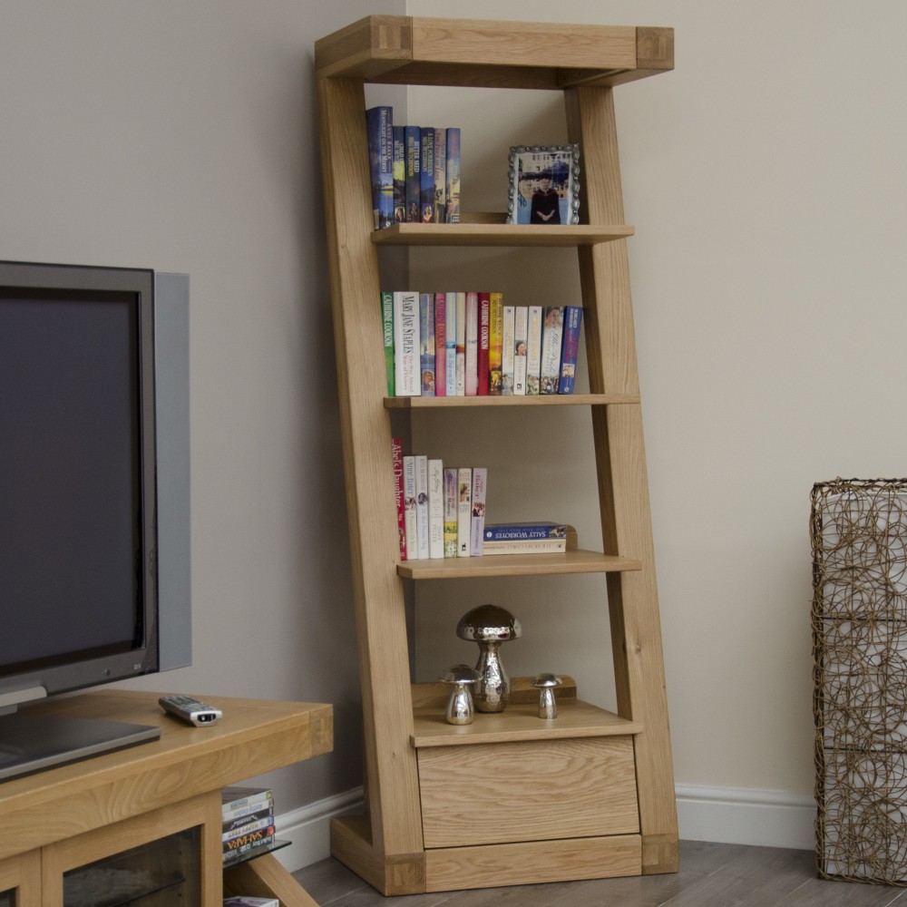 Z Oak Designer 1 Drawer Narrow Bookcase