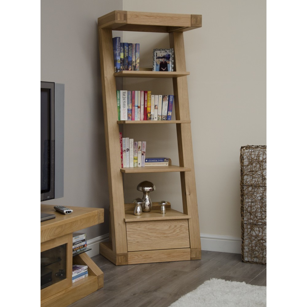 Z Oak Designer 1 Drawer Narrow Bookcase