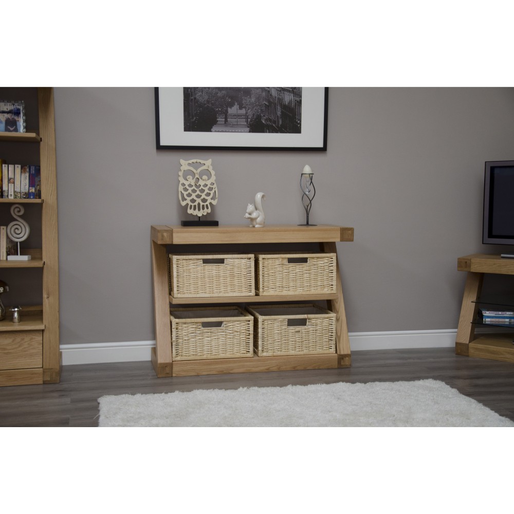 Z Oak Designer Basket Console Table 