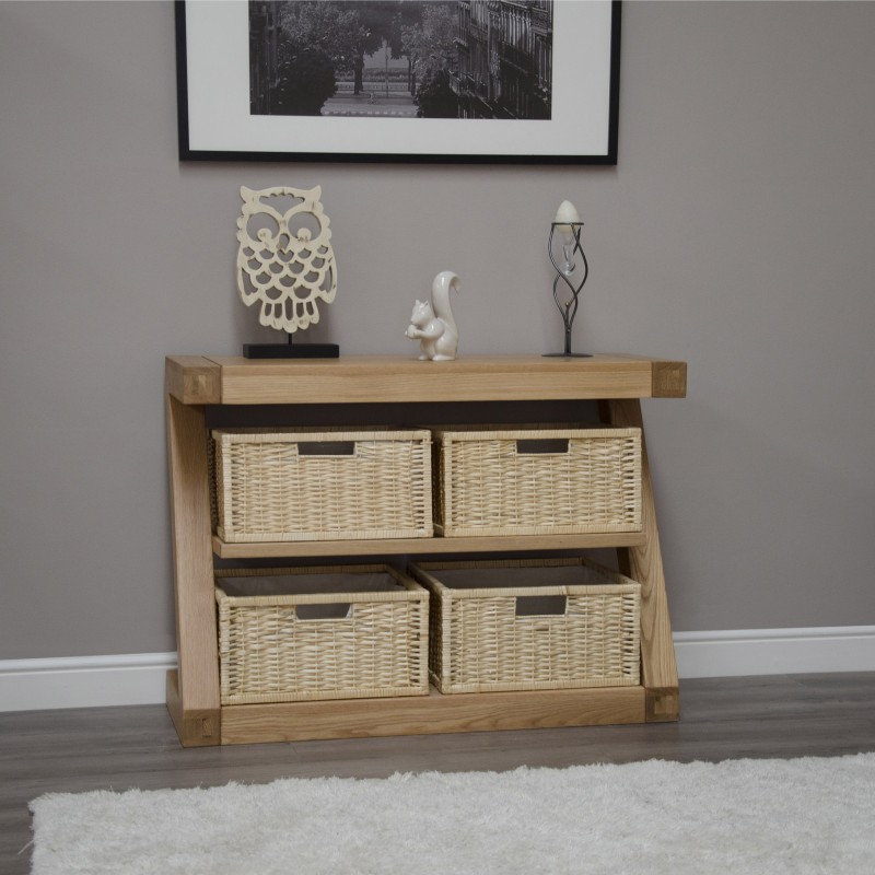 Z Oak Designer Basket Console Table 