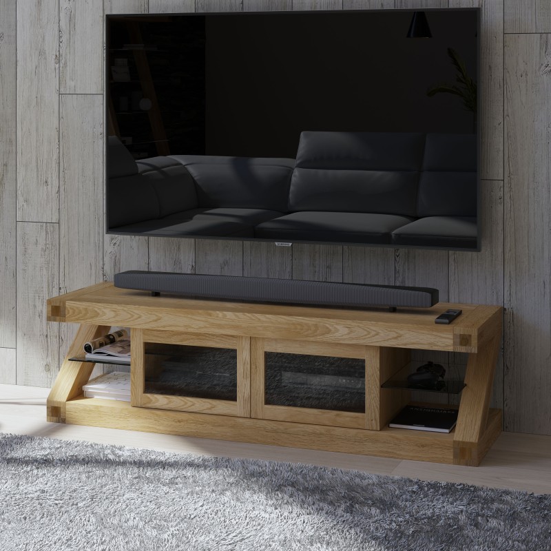 Z Oak Designer Glazed TV Unit