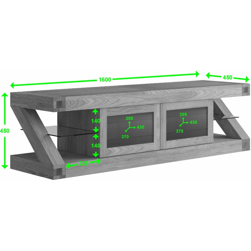 Z Oak Designer Glazed TV Unit