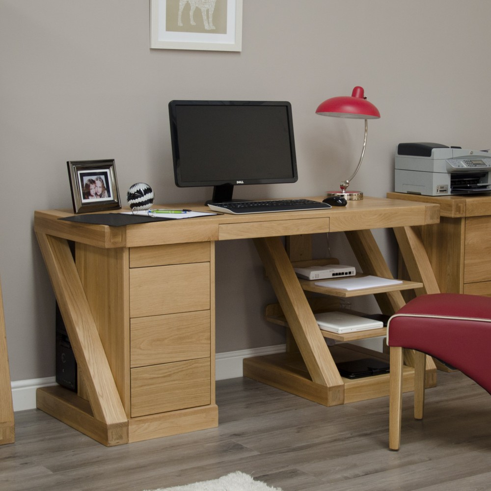Z Oak Designer Large Computer Desk