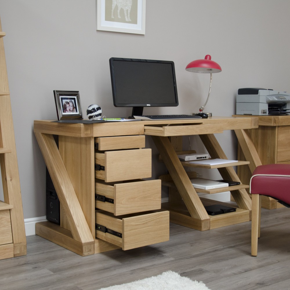 Z Oak Designer Large Computer Desk