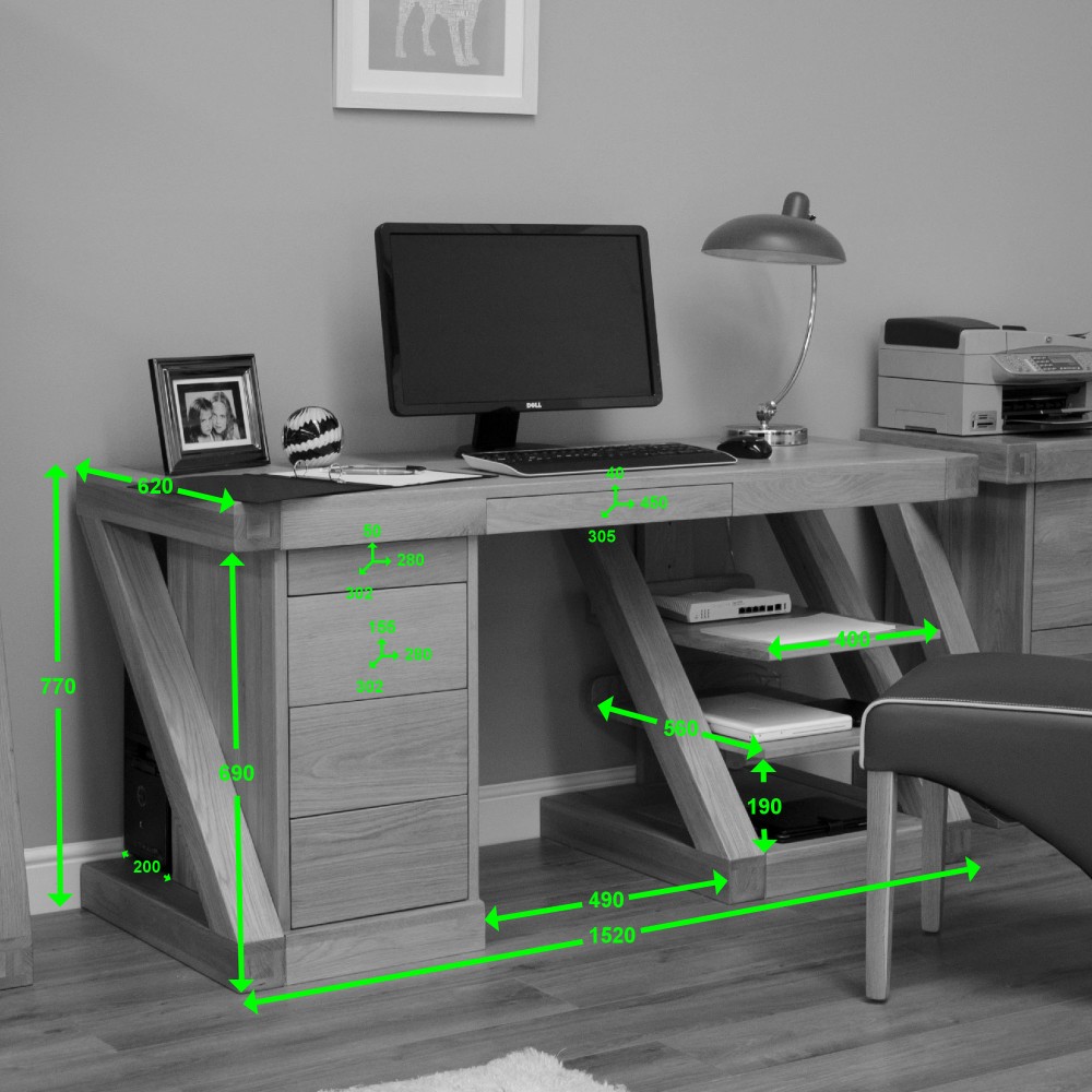 Z Oak Designer Large Computer Desk