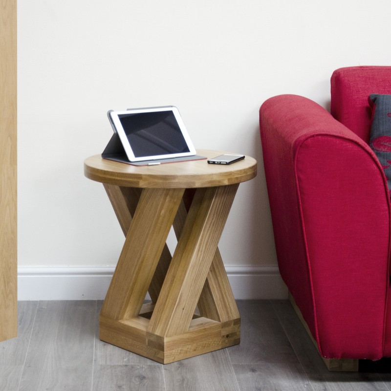 Z Oak Designer Round 4 Leg Lamp Table
