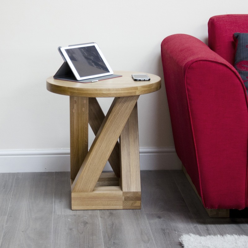 Z Oak Designer Round 4 Leg Lamp Table