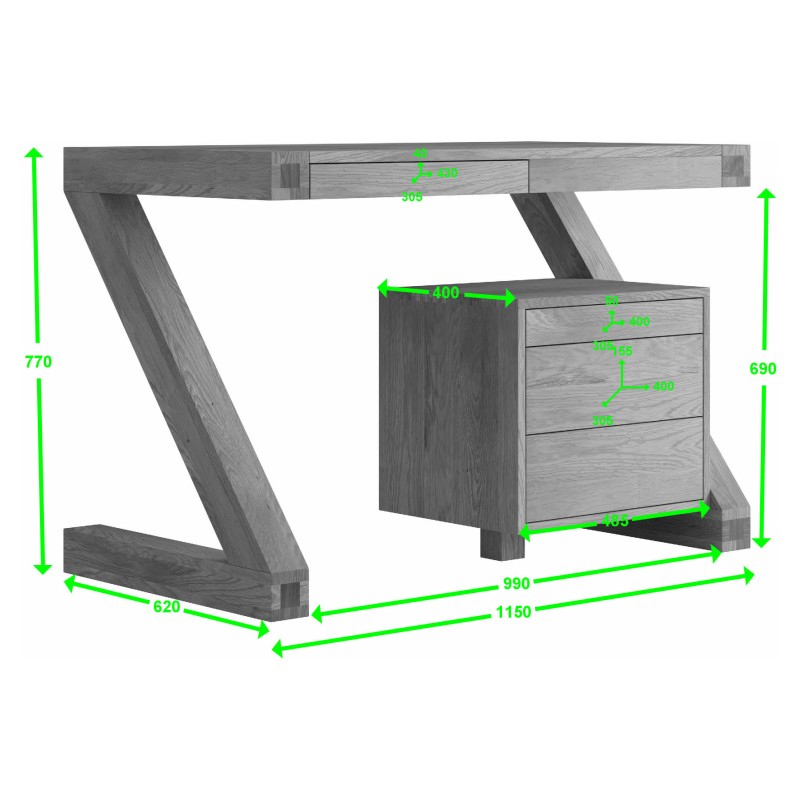 Z Oak Designer Small Computer Desk