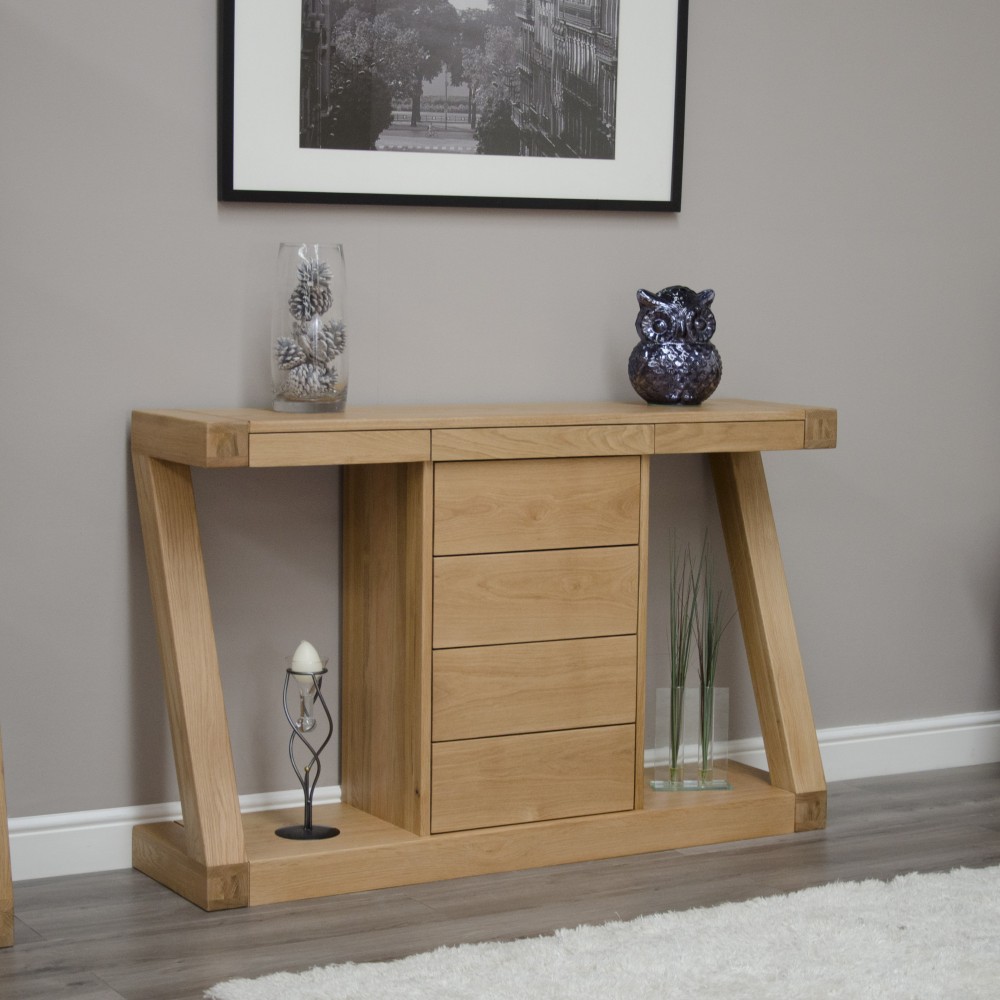 Z Oak Designer Wide Drawer Hall Console Table