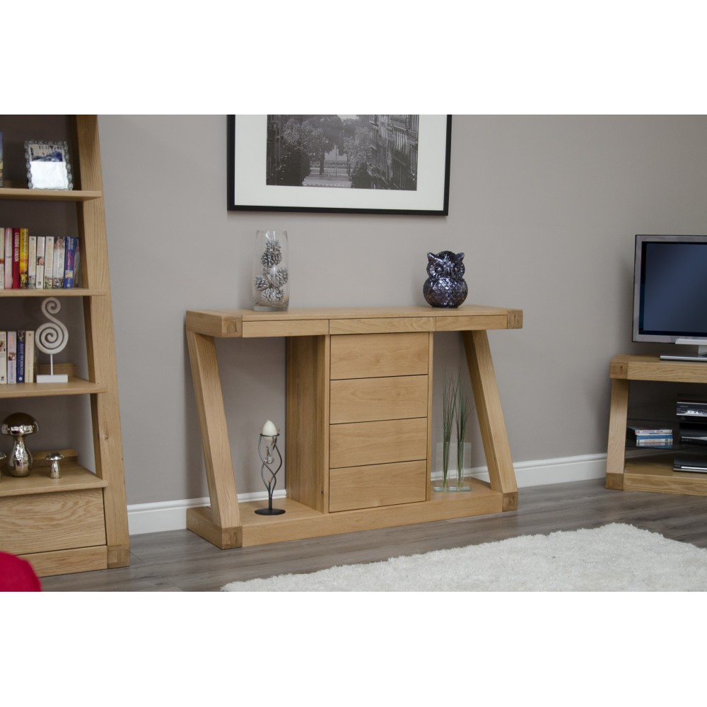 Z Oak Designer Wide Drawer Hall Console Table
