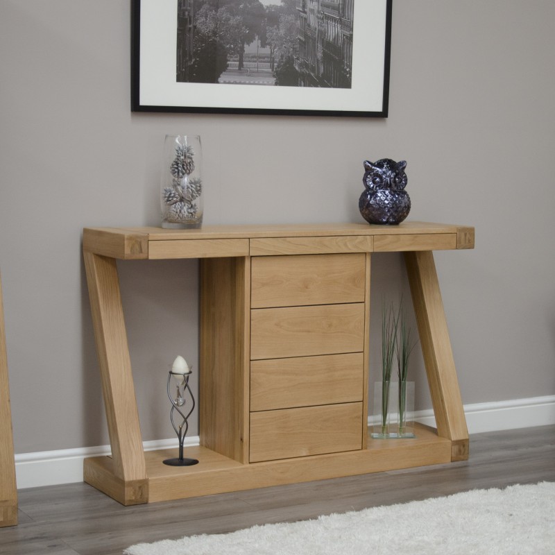 Z Oak Designer Wide Drawer Hall Console Table