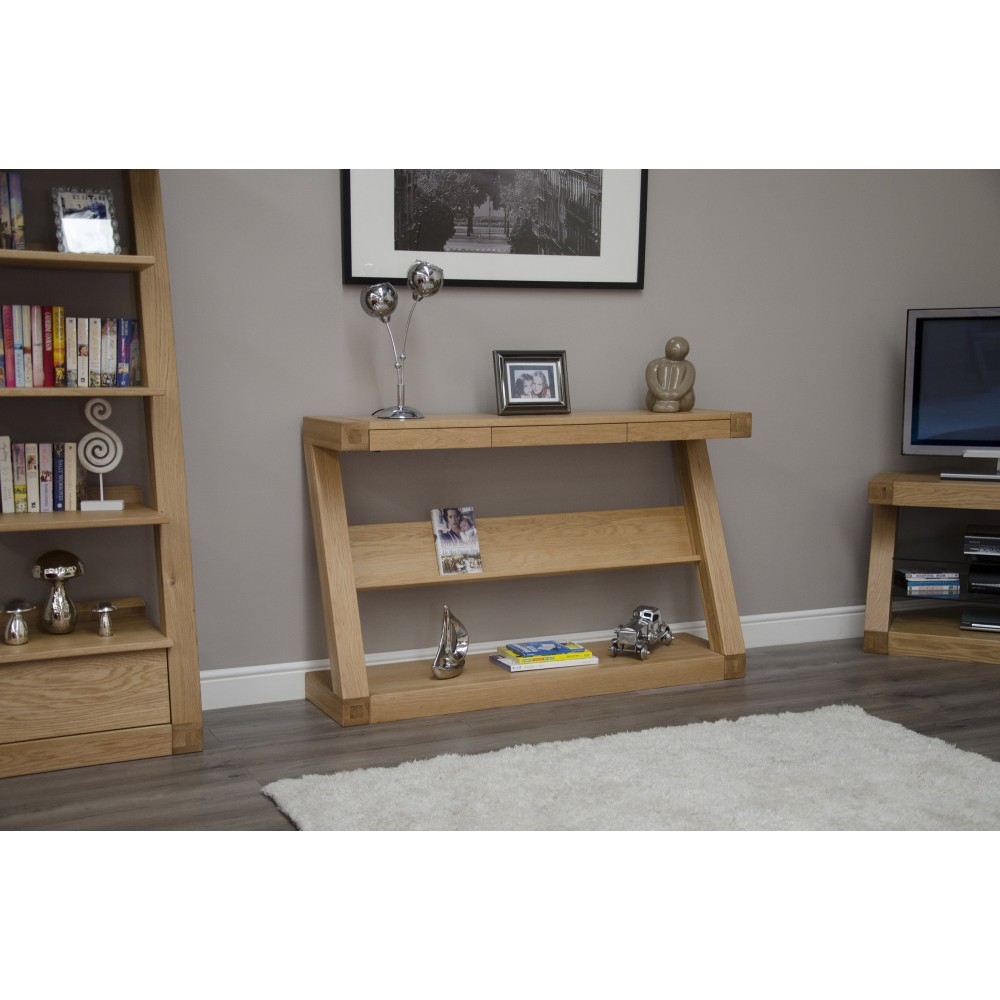 Z Oak Designer Wide Shelf Hall Console Table