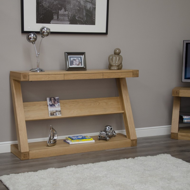 Z Oak Designer Wide Shelf Hall Console Table