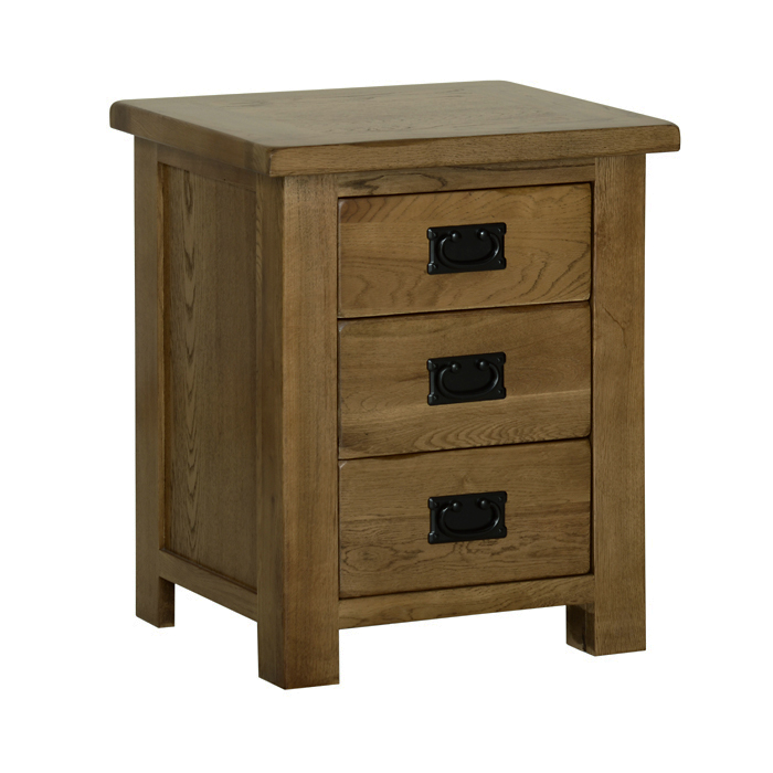 Devonshire Rustic Oak 3 Drawer Bedside