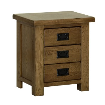 Devonshire Rustic Oak Small 3 Drawer Bedside