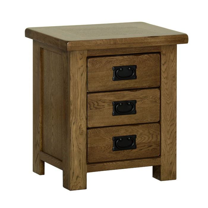 Devonshire Rustic Oak Small 3 Drawer Bedside