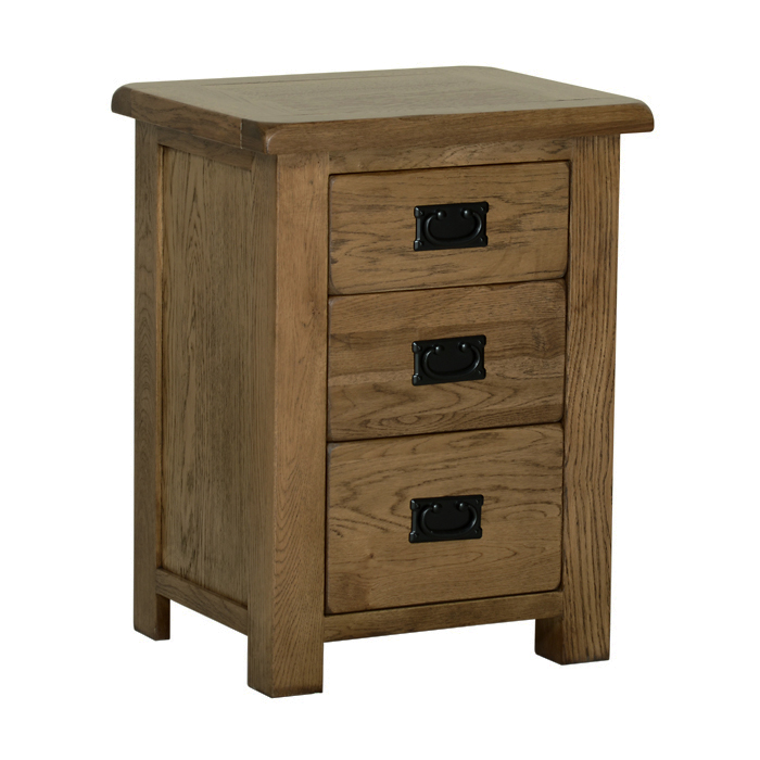 Devonshire Rustic Oak 3 Drawer High Bedside