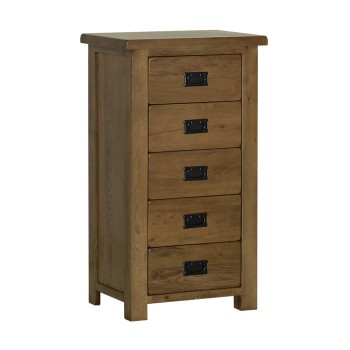 Devonshire Rustic Oak 5 Drawer Wellington Chest 
